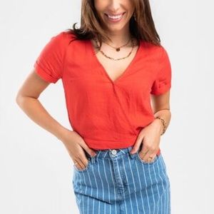 Red Tianne surplice blouse